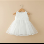 Robe de cérémonie blanche sans manches pour bébé, bustier décoré de motifs floraux et perles