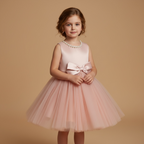 Robe cérémonie fille rose avec boléro et jupe en tulle élégante