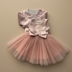 Robe cérémonie fille rose avec boléro et jupe volumineuse en tulle