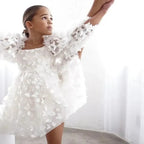 Robe cérémonie fille blanche avec papillons et jupe fluide