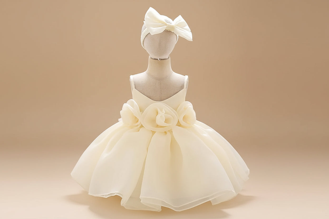 Modèle Rosie en couleur champagne pour une tenue de fête élégante