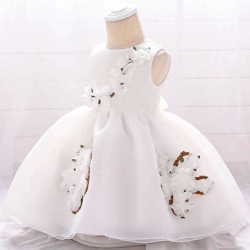Robe de cortège pour fille avec pétales de fleurs en relief