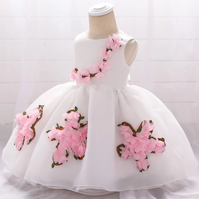Robe de fête pour fille en tulle haut de gamme fleurie