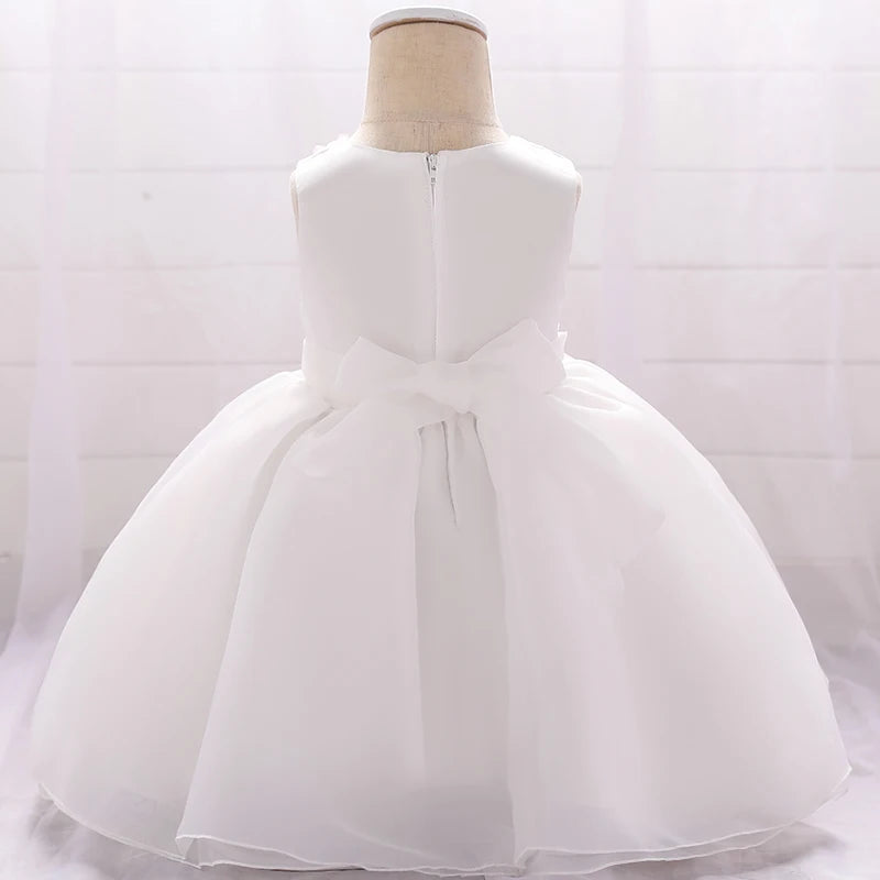 Robe de spectacle pour fillette avec fleurs 3D et tulle