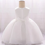 Robe de spectacle pour fillette avec fleurs 3D et tulle