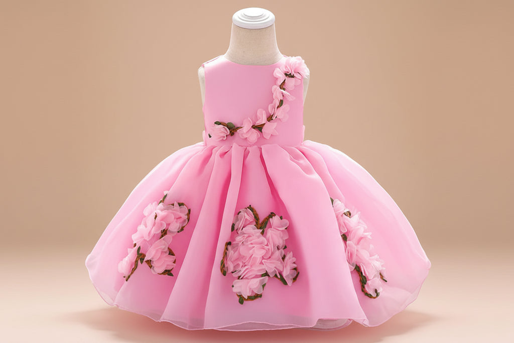 Robe longue de cérémonie pour fille avec traîne en tulle