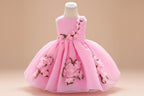 Robe longue de cérémonie pour fille avec traîne en tulle