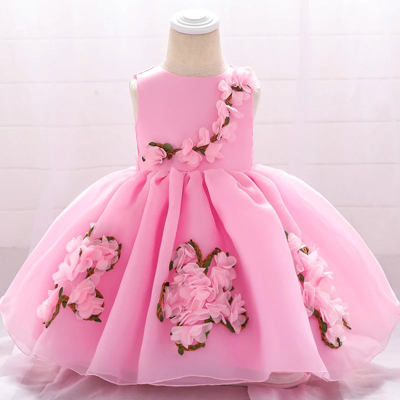 Robe longue de cérémonie pour fille avec traîne en tulle