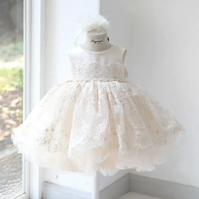 Robe anniversaire bébé fille Champagne