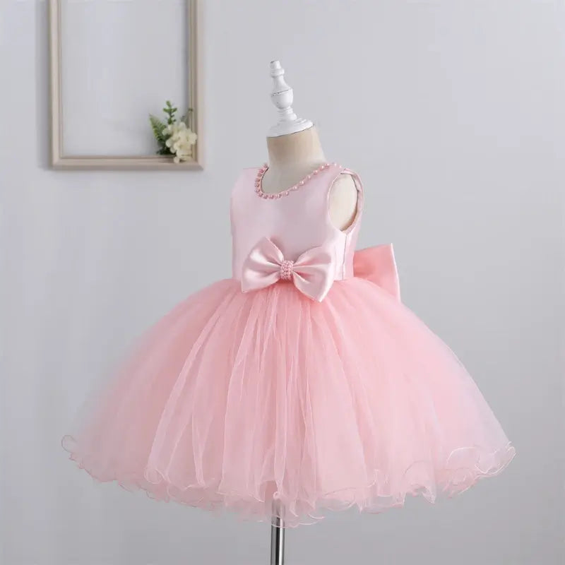 Robe cérémonie rose enfant à perle