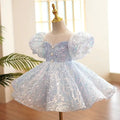 Robe de bal princesse paillette bleue