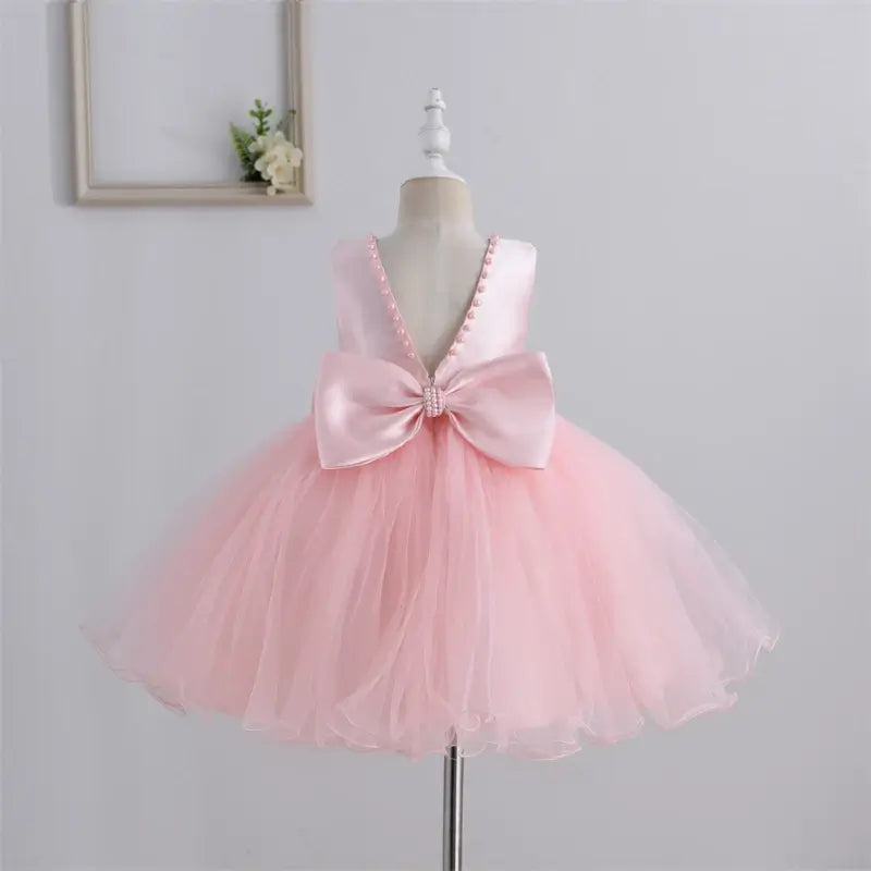 Robe enfant cérémonie fille rose à perle