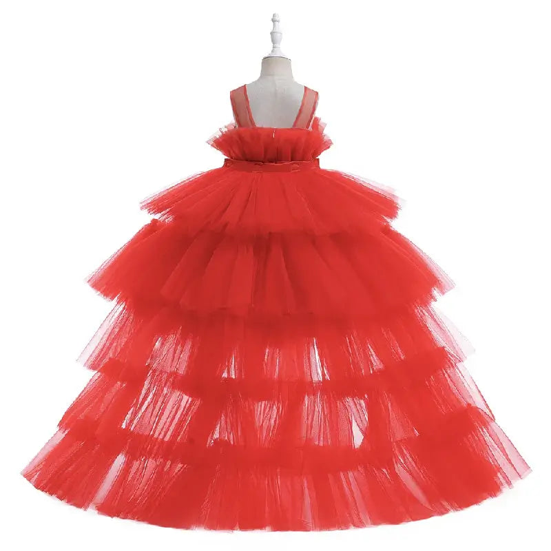 Robe rouge princesse cérémonie bouffante
