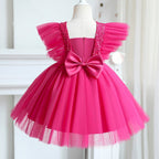 Robe princesse fille à volant rose