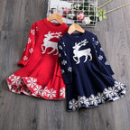 robe enfant noel bleu et rouge