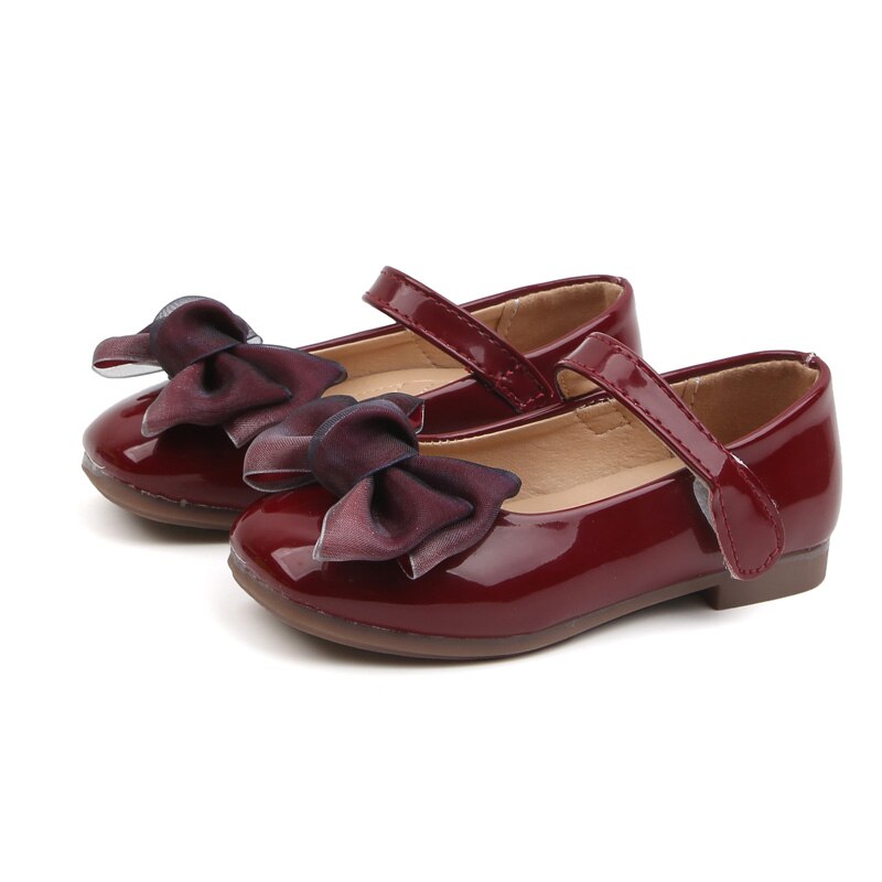 Ballerine enfant nœud papillon rouge laqué