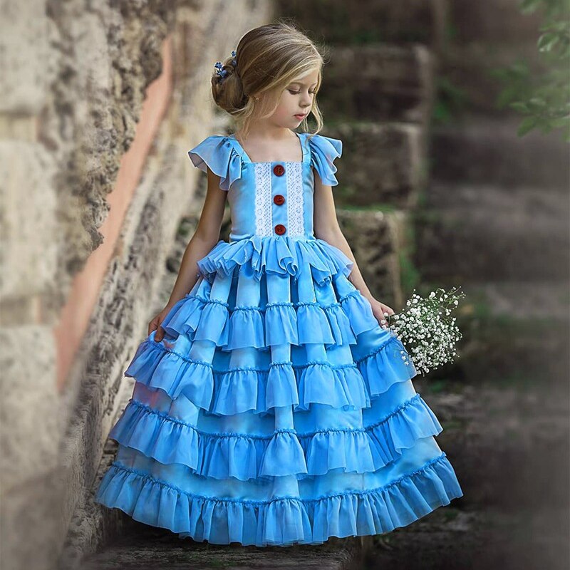 robe princesse fille bleu