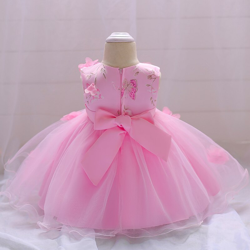 robe rose de bébé fille en mousseline