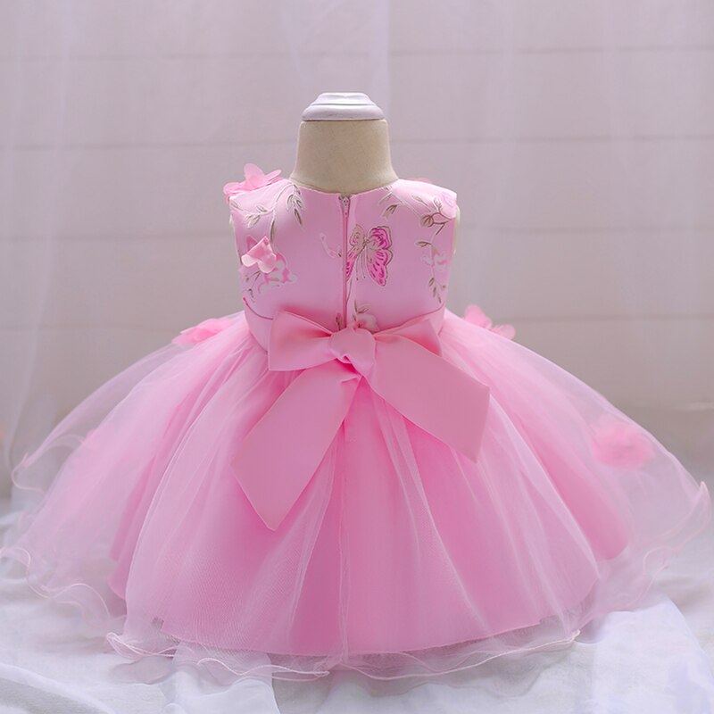 robe rose de bébé fille en mousseline