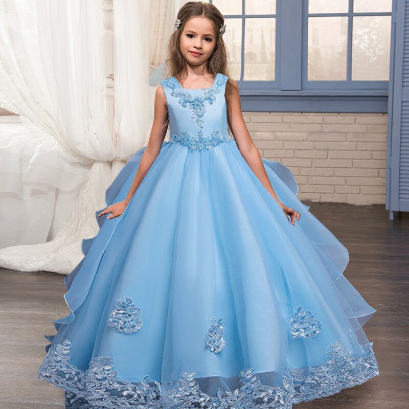 robe demoiselle d'honneur fille bleu clair