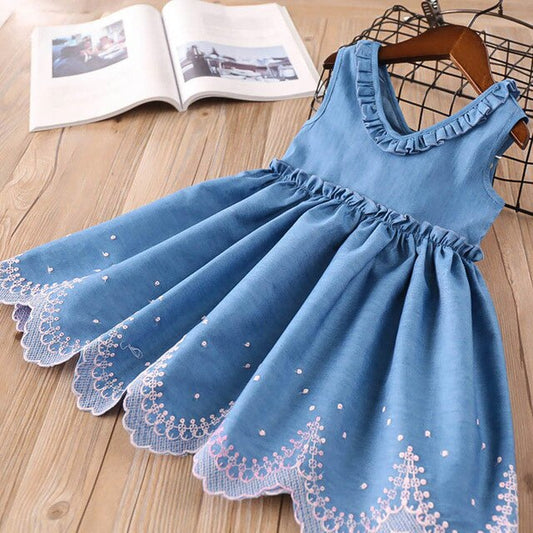 Robe enfant style jean bleu