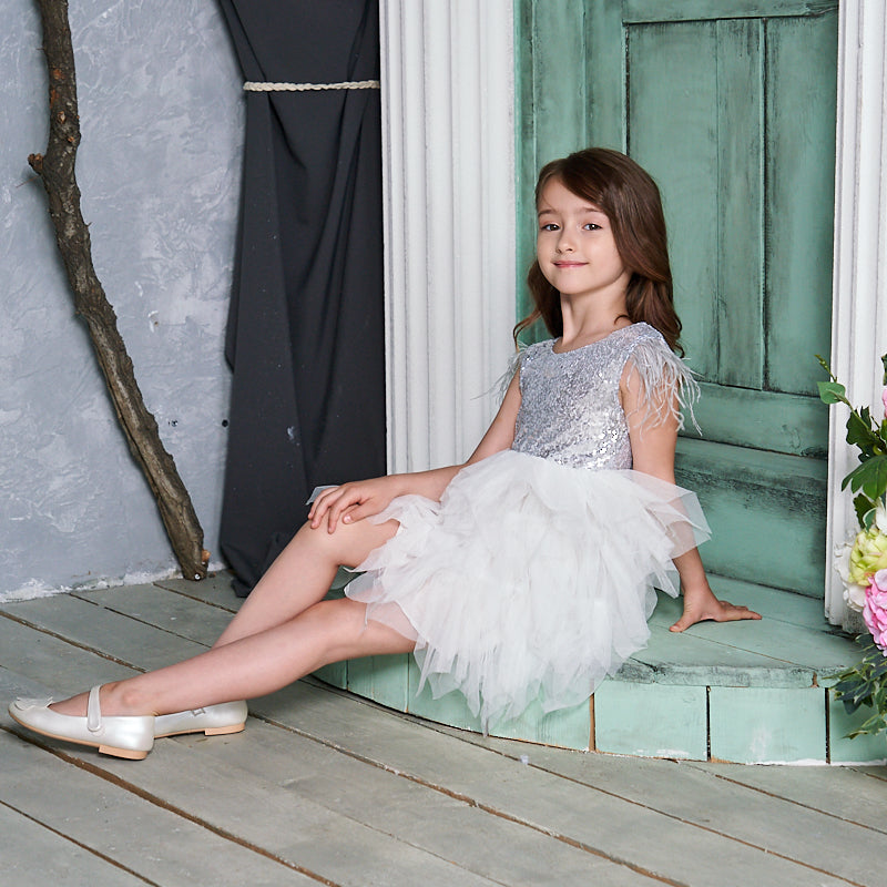 Robe à Paillettes 2025 Pour Enfant Fille - Grande Noeud Élégant Robe De Soirée Bébé Fille