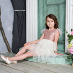 Abito da compleanno per bambina con paillettes e piume