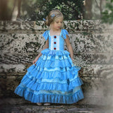 robe princesse fille bleu sans manche