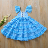 robe longue princesse fille bleu