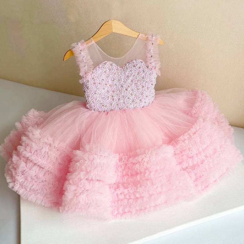 robe cérémonie fille lotus rose