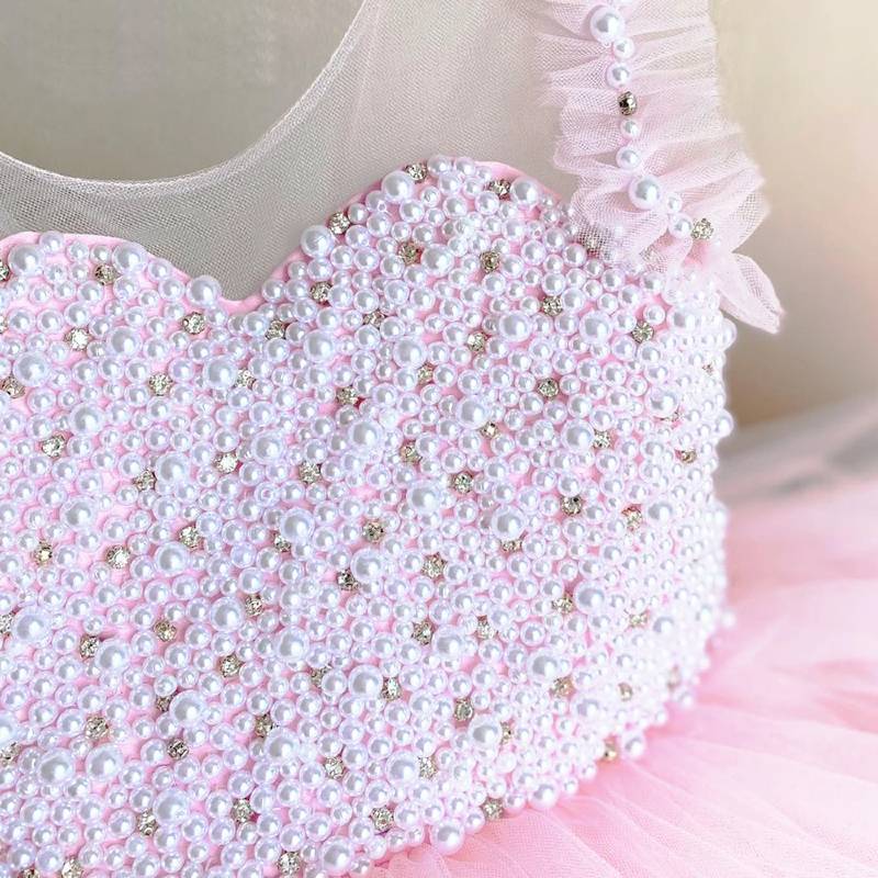 robe cérémonie fille lotus rose détails corsage