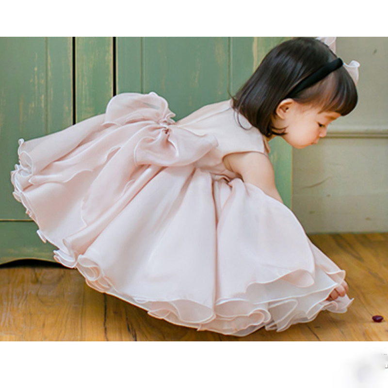 Vestido formal rosa pastel para bebé niña