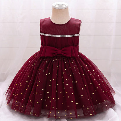 Robe princesse bébé jupe à paillette rouge
