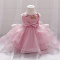 Robe cérémonie bébé fille tulipe rouge 24 mois, détail bustier doré
