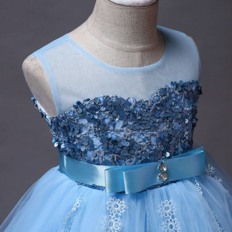 bustier robe princesse fille bleu