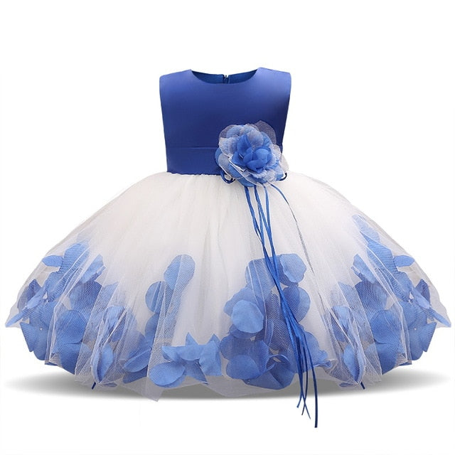 Robe bébé fille 12 mois pétale de bleu