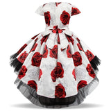 robe d'enfant pour mariage blanche à fleur rouge 