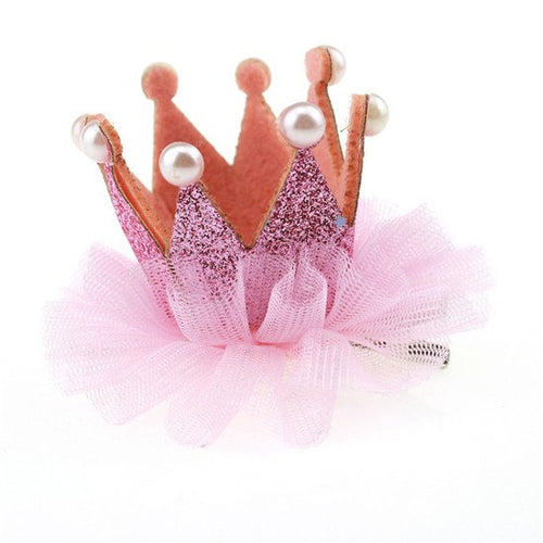 barrette couronne rose pailletée