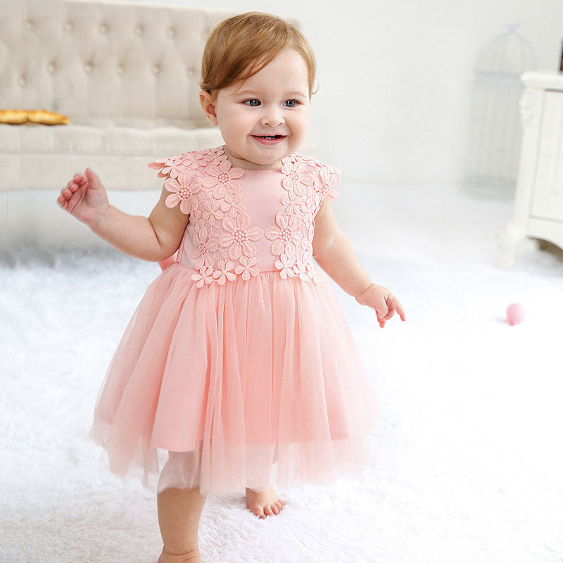 robe baptême bébé fille rose 