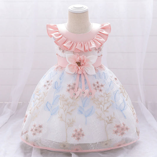 robe bébé princesse encolure rose