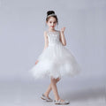 robe blanche fille cérémonie mi-longue
