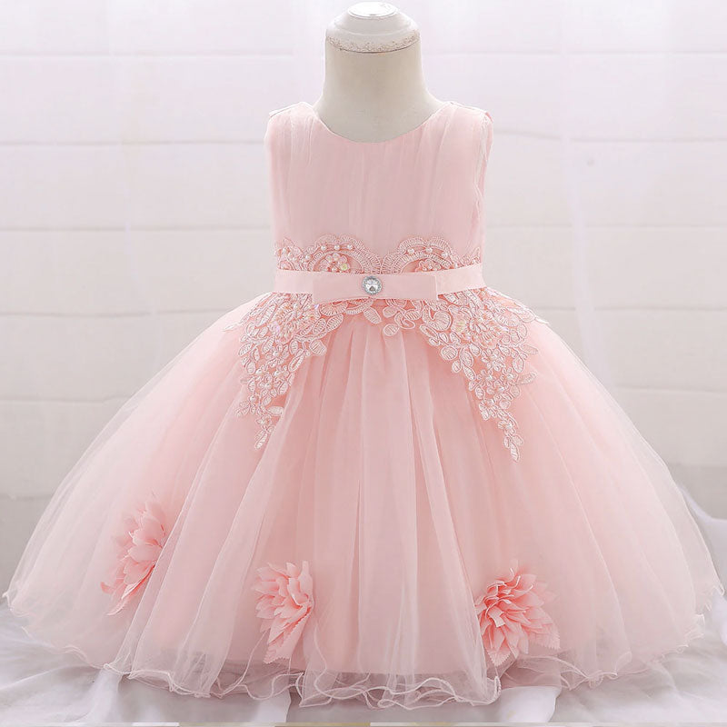 robe cérémonie bébé fille rose poudré