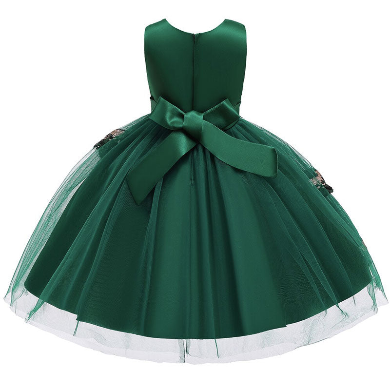 robe cérémonie fille fleurs verte