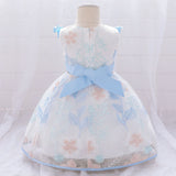 robe de princesse bébé à ceinture bleu