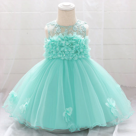 robe de cérémonie pour bébé fille de couleur turquoise