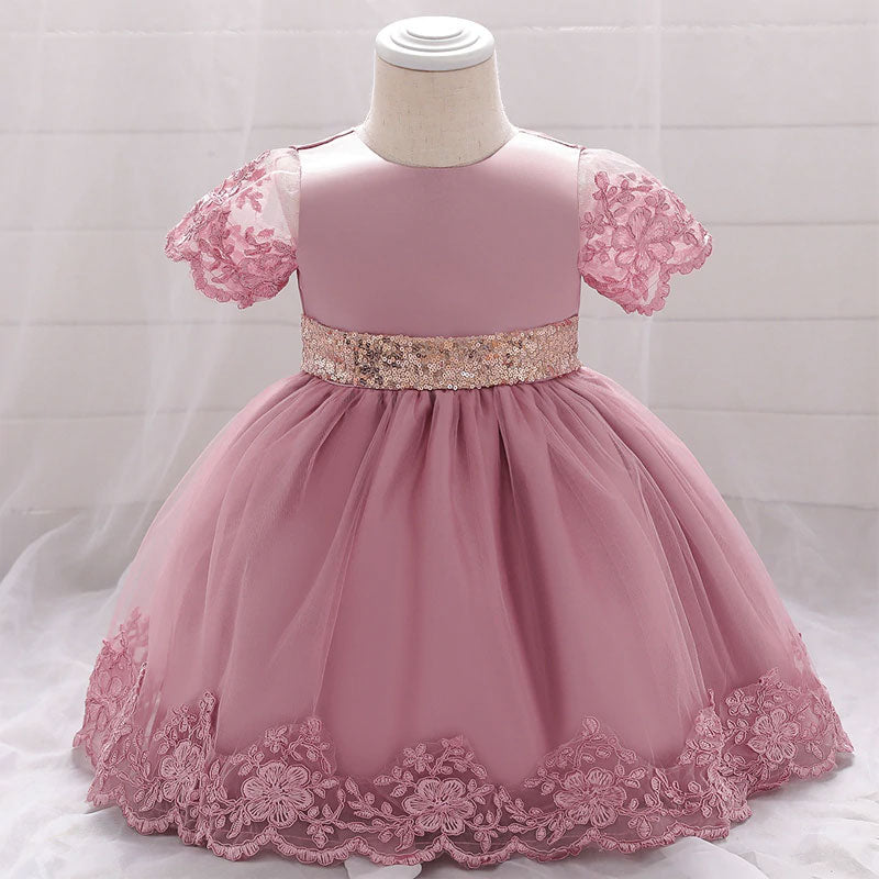 robe de mariée bébé fille rose foncé