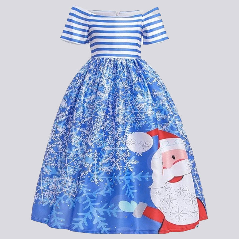 robe de noel fille mariniere bleu