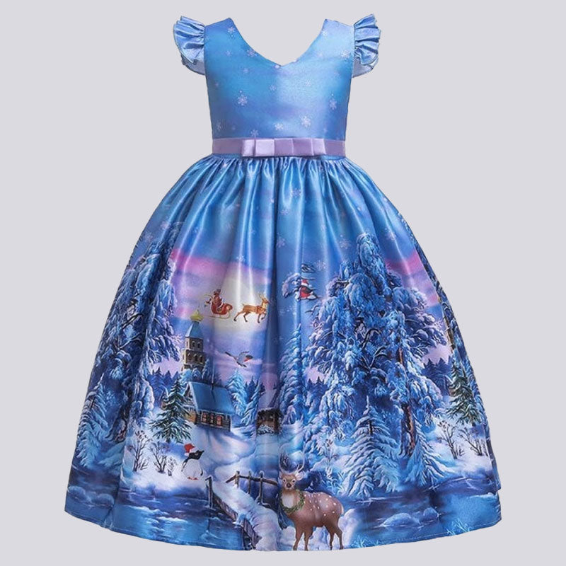 robe noel bleu pour petite fille