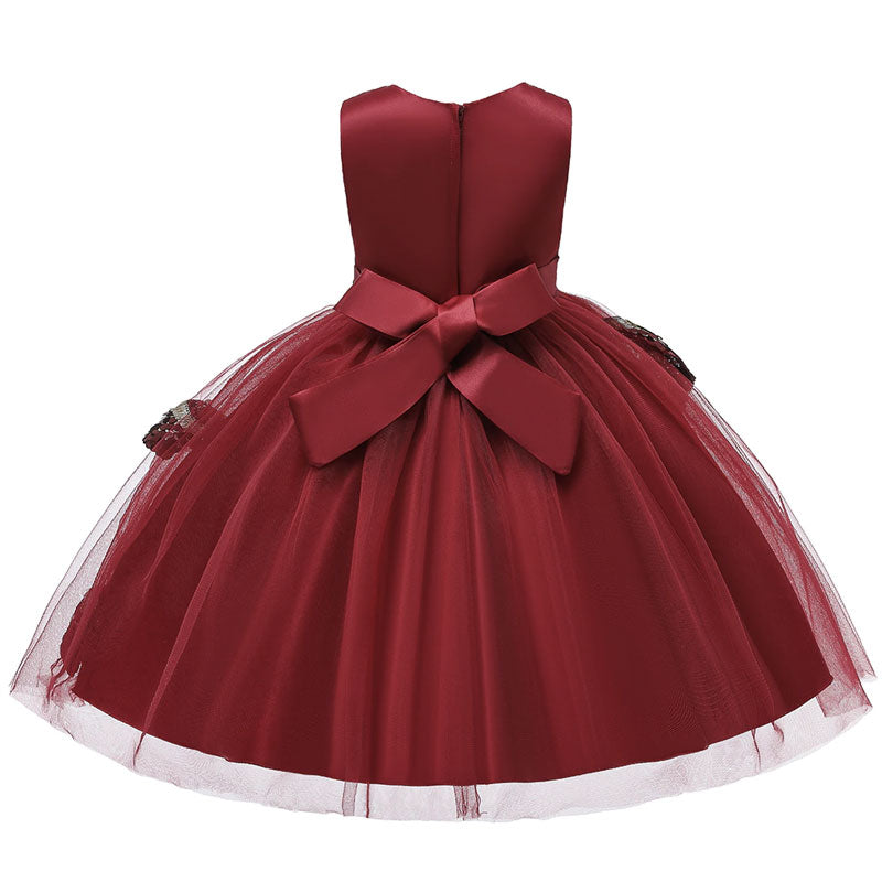 robe de petite fille cérémonie bordeaux