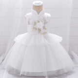 robe princesse bebe 2 ans blanche au col levé